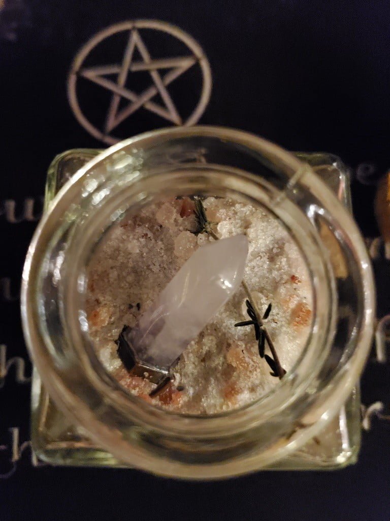 amethyst crystal in a spell jar