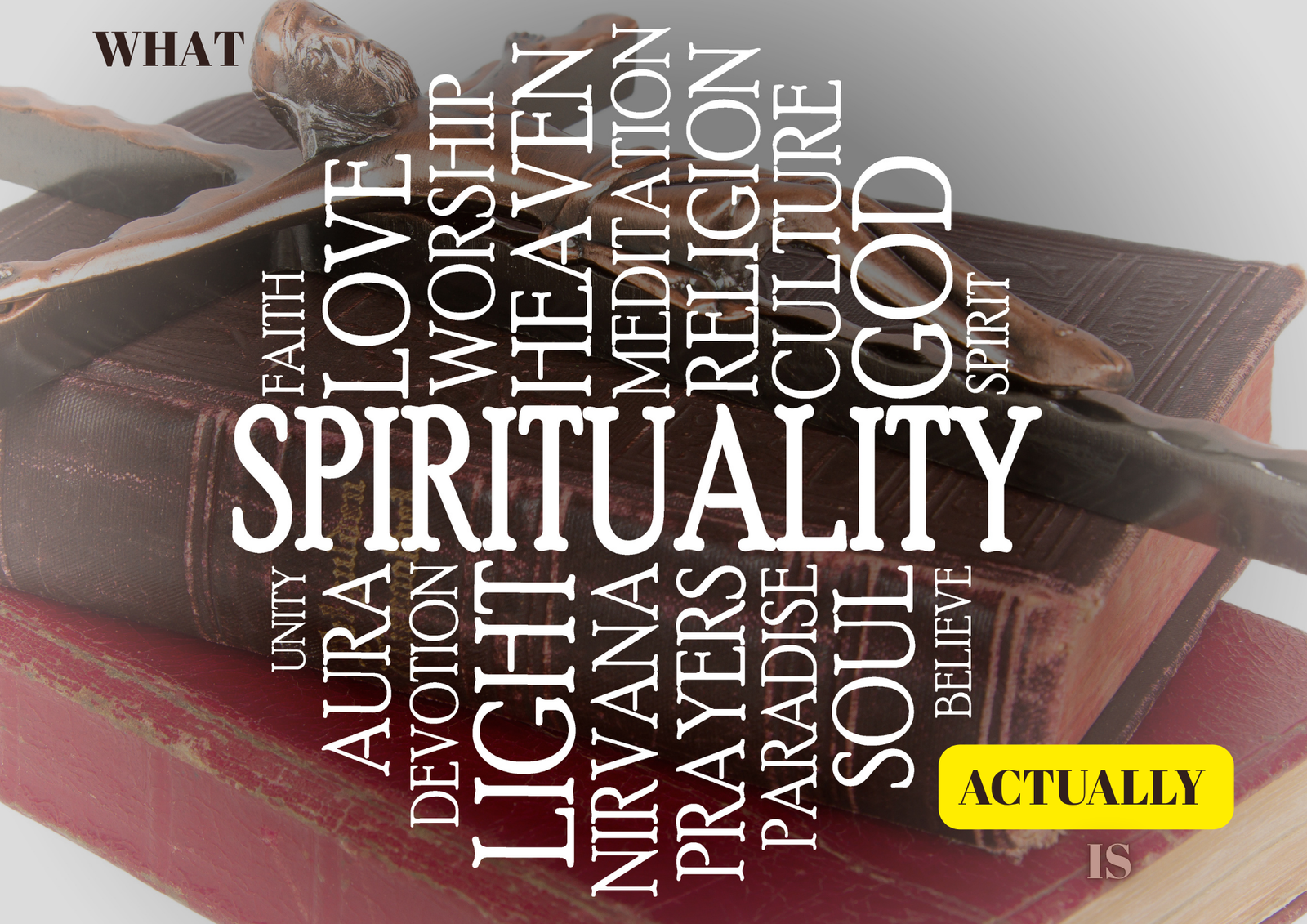 words about spirituality on top of books